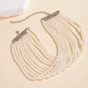 Vintage Multi-Strand White Pearl Choker Necklace
